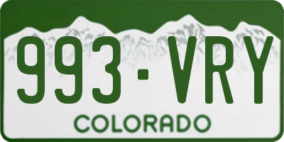 CO license plate 993VRY