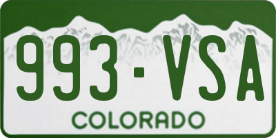 CO license plate 993VSA