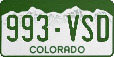 CO license plate 993VSD