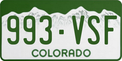 CO license plate 993VSF
