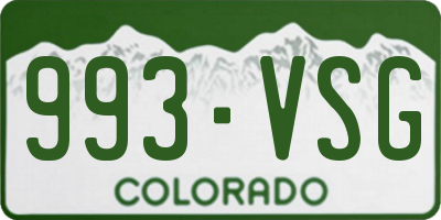 CO license plate 993VSG