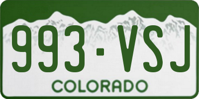 CO license plate 993VSJ