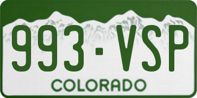 CO license plate 993VSP