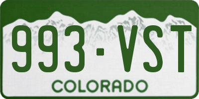 CO license plate 993VST