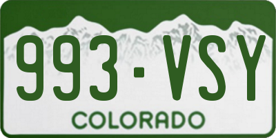 CO license plate 993VSY