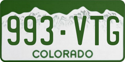 CO license plate 993VTG