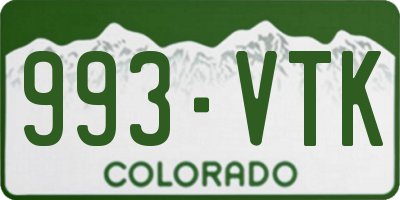 CO license plate 993VTK