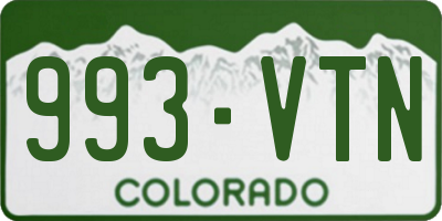 CO license plate 993VTN