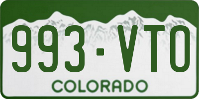 CO license plate 993VTO