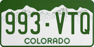 CO license plate 993VTQ