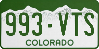 CO license plate 993VTS