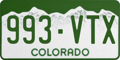 CO license plate 993VTX