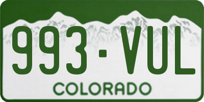 CO license plate 993VUL