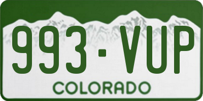 CO license plate 993VUP