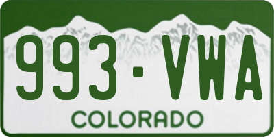 CO license plate 993VWA