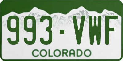 CO license plate 993VWF