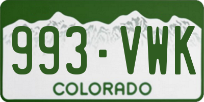 CO license plate 993VWK