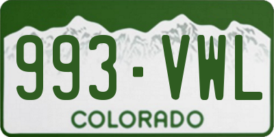 CO license plate 993VWL