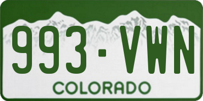 CO license plate 993VWN