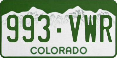 CO license plate 993VWR