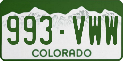CO license plate 993VWW