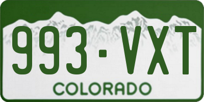 CO license plate 993VXT