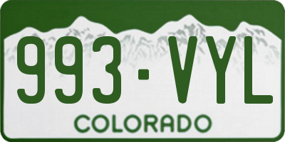 CO license plate 993VYL