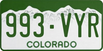 CO license plate 993VYR