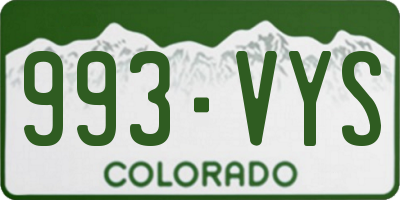CO license plate 993VYS