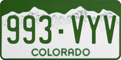 CO license plate 993VYV