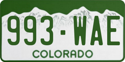 CO license plate 993WAE
