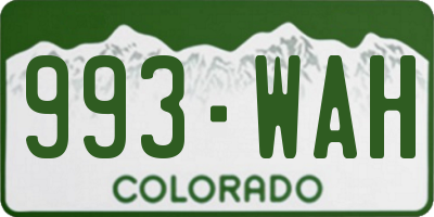 CO license plate 993WAH