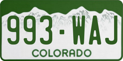 CO license plate 993WAJ