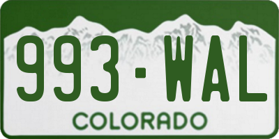 CO license plate 993WAL
