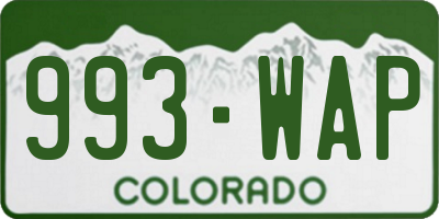 CO license plate 993WAP