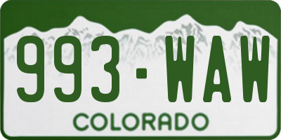 CO license plate 993WAW