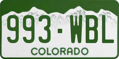 CO license plate 993WBL