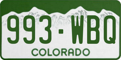 CO license plate 993WBQ