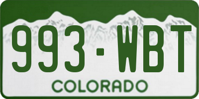 CO license plate 993WBT