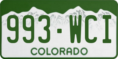CO license plate 993WCI