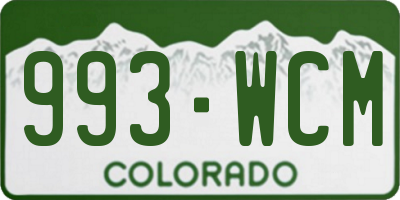 CO license plate 993WCM
