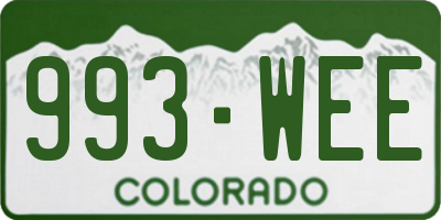 CO license plate 993WEE