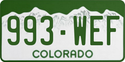 CO license plate 993WEF