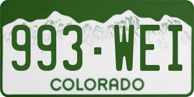CO license plate 993WEI