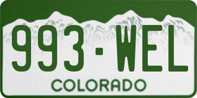 CO license plate 993WEL