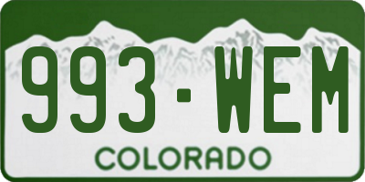 CO license plate 993WEM
