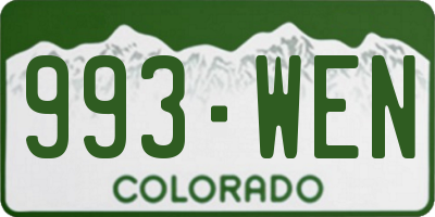 CO license plate 993WEN