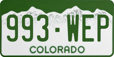CO license plate 993WEP