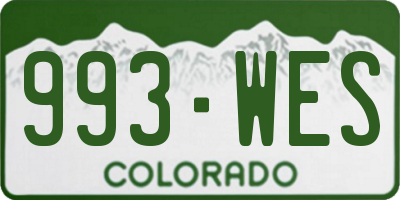 CO license plate 993WES