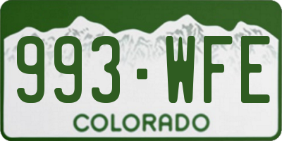 CO license plate 993WFE